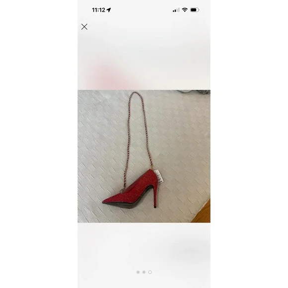 Red Rhinestone Stiletto Heel Shaped Crossbody Bag Novelty Pump Purse Step Up - Picture 3 of 3